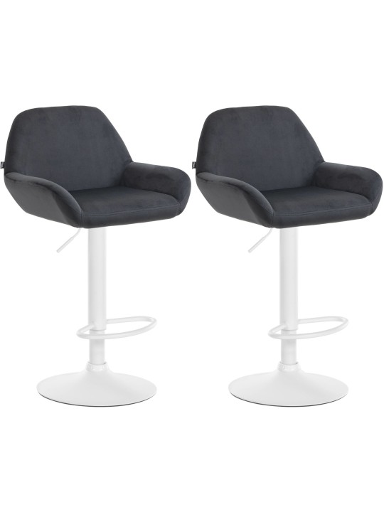 Lot de 2 tabourets de bar Braga velours, noir Lot de 2 tabourets de bar Braga velours, noir