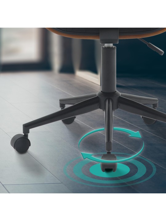 Chaise de bureau Plover simili cuir, noyer/noir