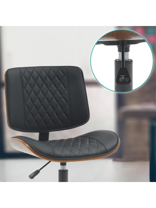 Chaise de bureau Plover simili cuir, noyer/noir