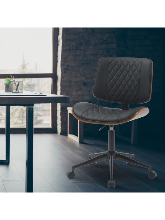 Chaise de bureau Plover simili cuir, noyer/noir