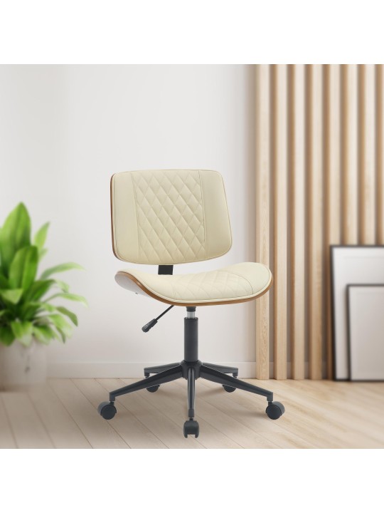 Chaise de bureau Plover simili cuir, noyer/crème
