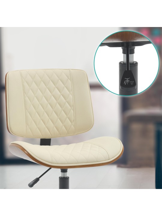 Chaise de bureau Plover simili cuir, noyer/crème