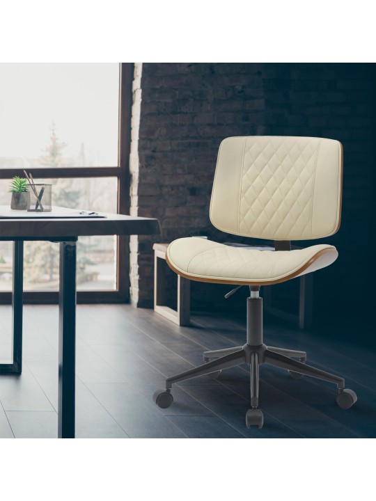 Chaise de bureau Plover simili cuir, noyer/crème