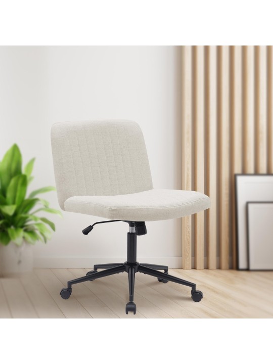 Chaise de bureau tissu Kingman, crème