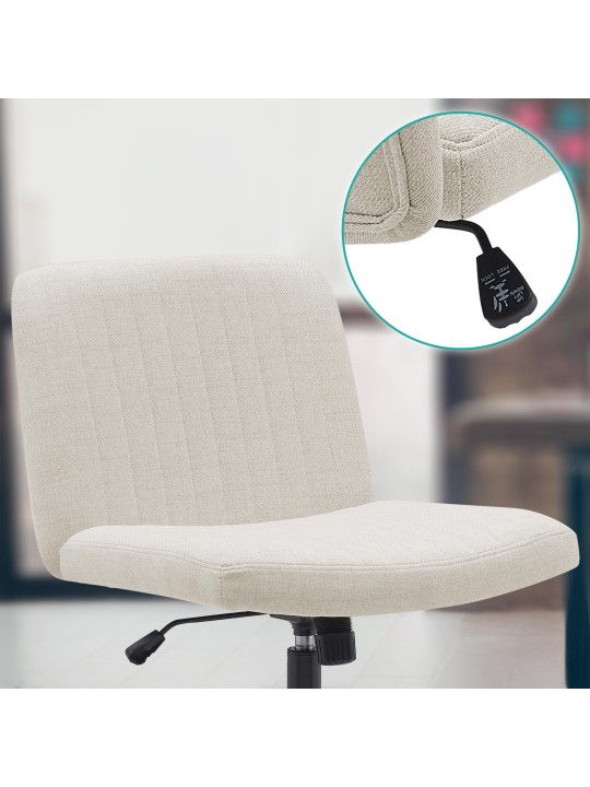 Chaise de bureau tissu Kingman, crème