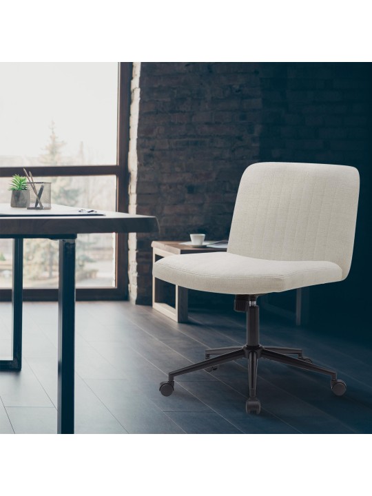 Chaise de bureau tissu Kingman, crème