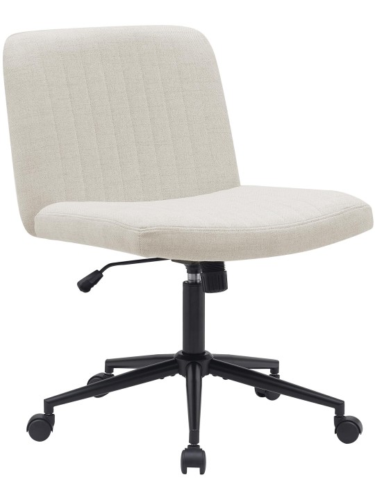 Chaise de bureau tissu Kingman, crème