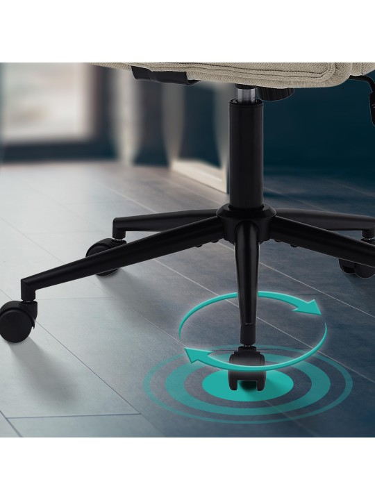 Chaise de bureau tissu Kingman, crème