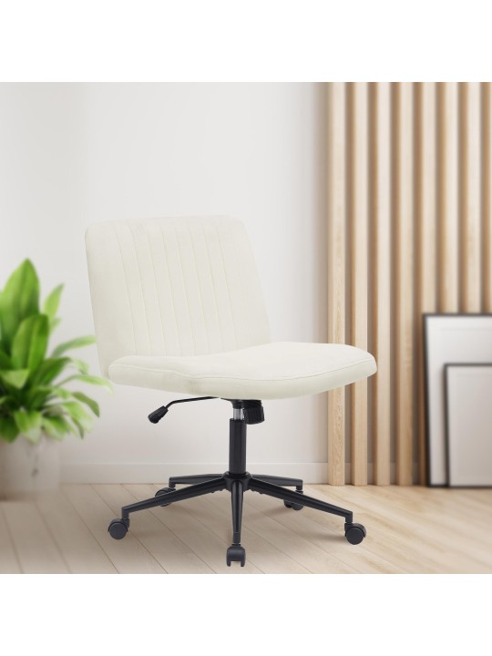 Chaise de bureau Kingman velours, crème Chaise de bureau Kingman velours, crème