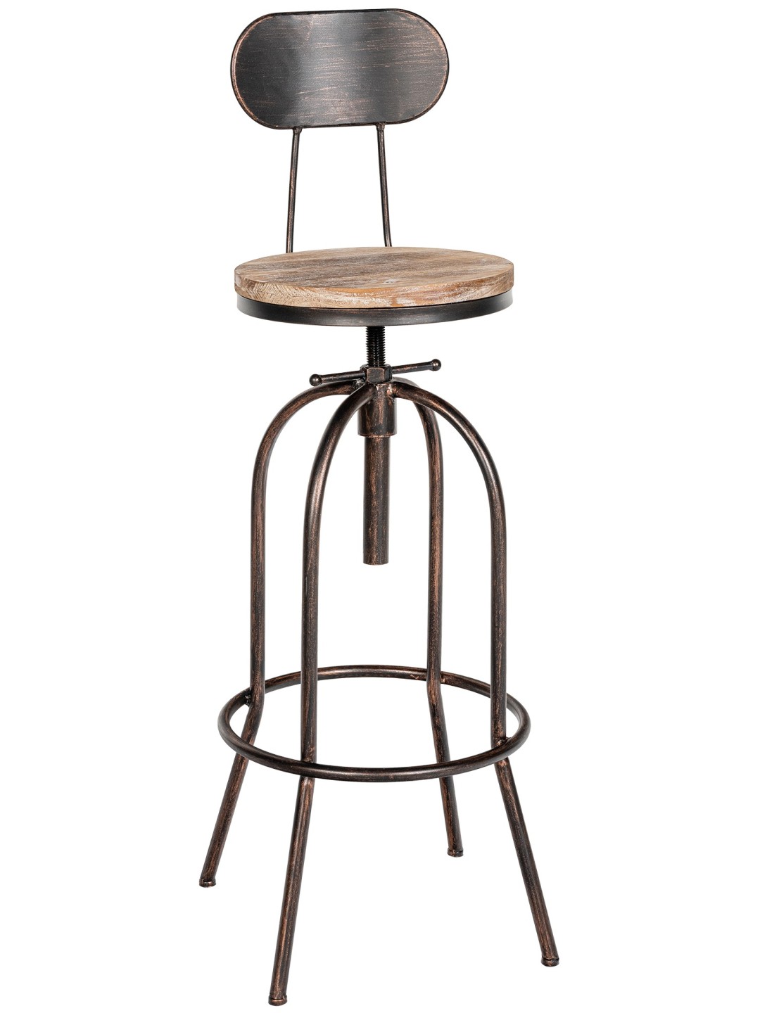 Tabouret de bar Pino, bois, bronze