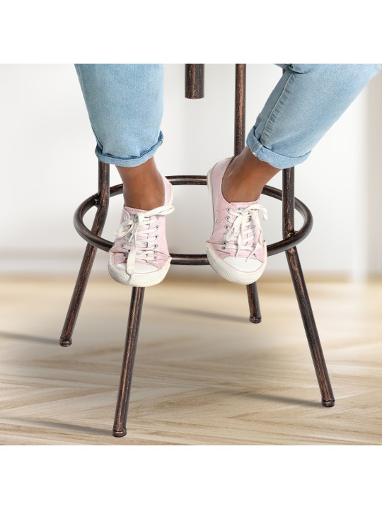 Tabouret de bar Pino, bois, bronze