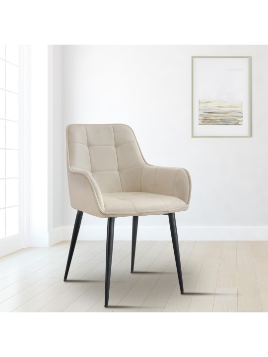 Chaise de salle à manger en velours Ferndale, crème Chaise de salle à manger en velours Ferndale, crème