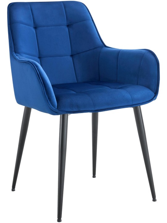 Chaise de salle à manger en velours Ferndale, bleu foncé
