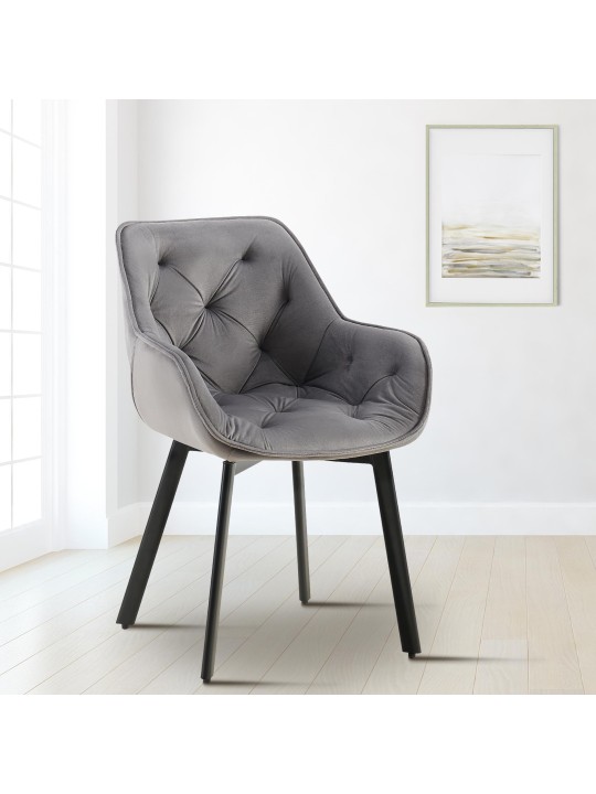 Chaise de salle à manger Antigo velours, gris foncé Chaise de salle à manger Antigo velours, gris foncé