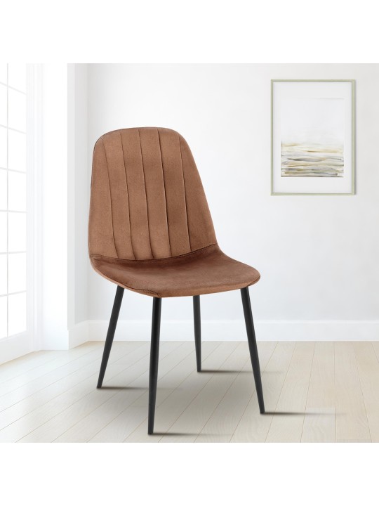 Chaise de salle à manger en velours Baxter, brun