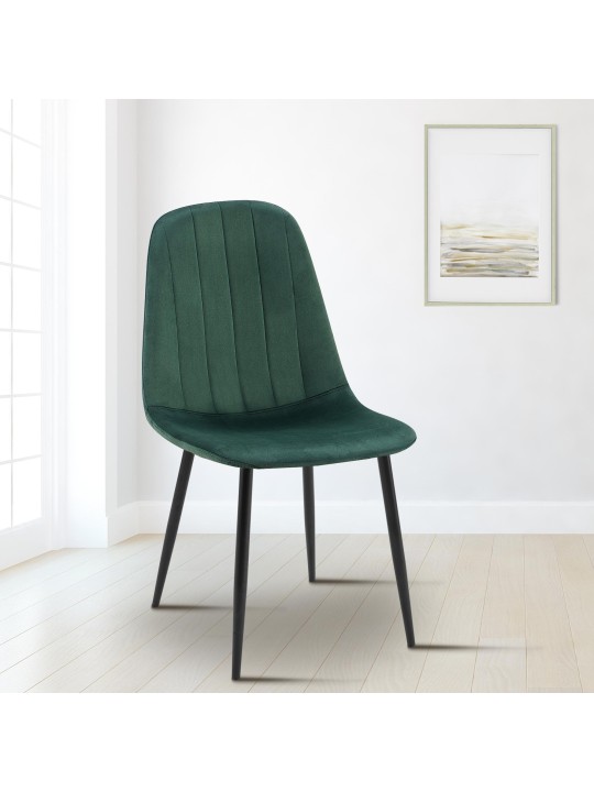 Lot de 4 chaises de salle à manger Baxter velours, vert