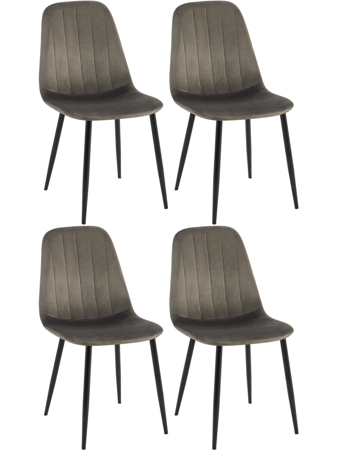 Lot de 4 chaises de salle à manger Baxter velours, anthracite
