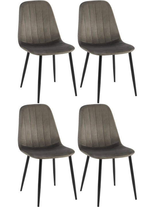 Lot de 4 chaises de salle à manger Baxter velours, anthracite