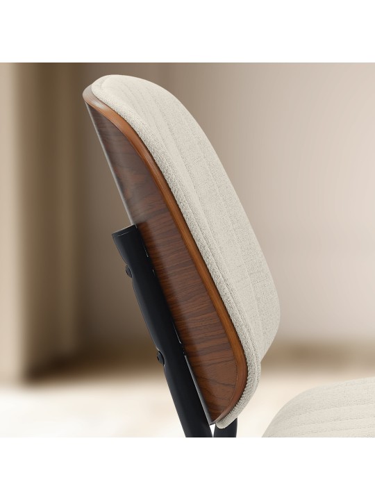 Chaise visiteur Tiffin tissu, noyer/crème