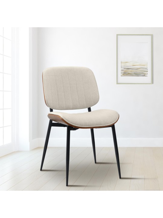 Chaise visiteur Tiffin tissu, noyer/crème