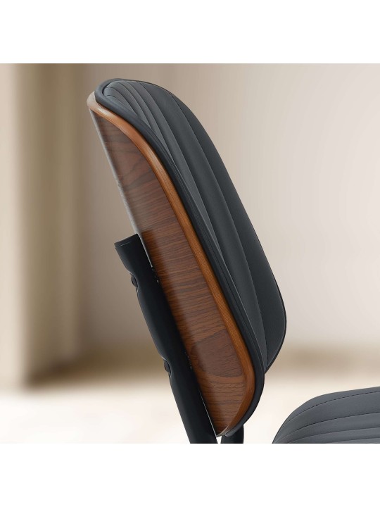 Chaise visiteur Tiffin simili cuir, noyer/noir