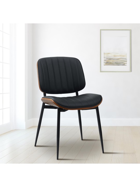 Chaise visiteur Tiffin simili cuir, noyer/noir