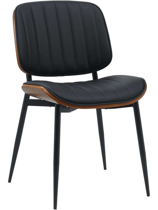 Chaise visiteur Tiffin simili cuir, noyer/noir