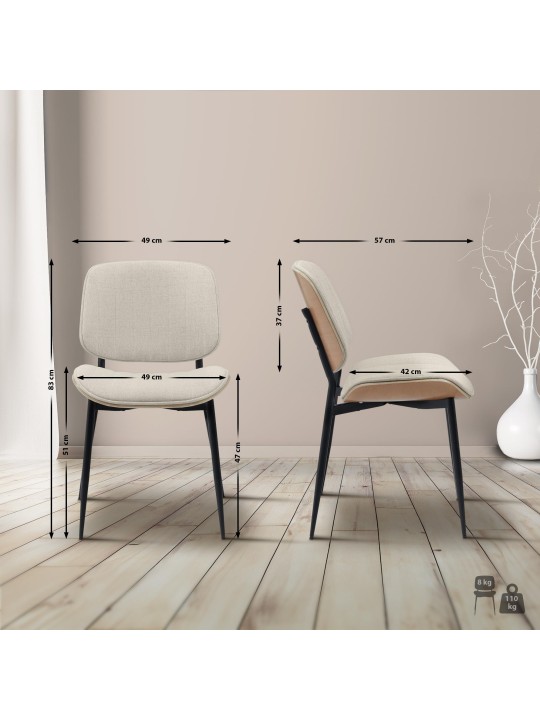 Chaise visiteur Tiffin tissu, naturel/crème