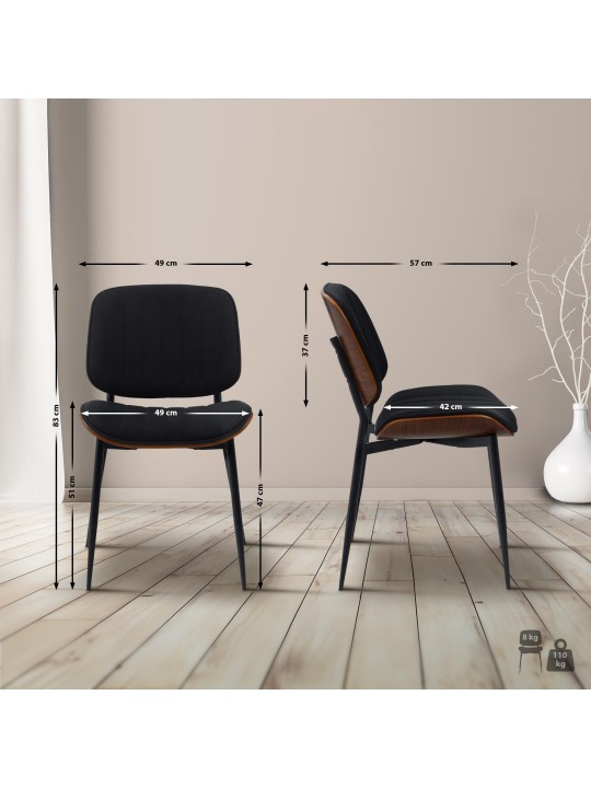 Chaise visiteur Tiffin tissu, noyer/noir