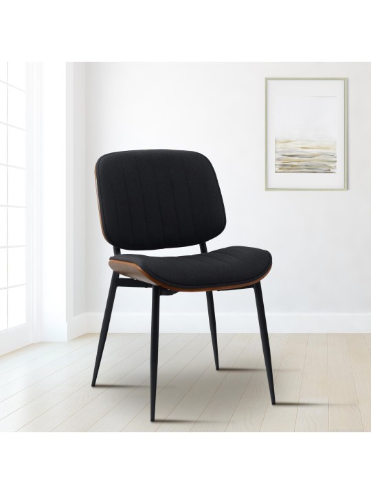 Chaise visiteur Tiffin tissu, noyer/noir