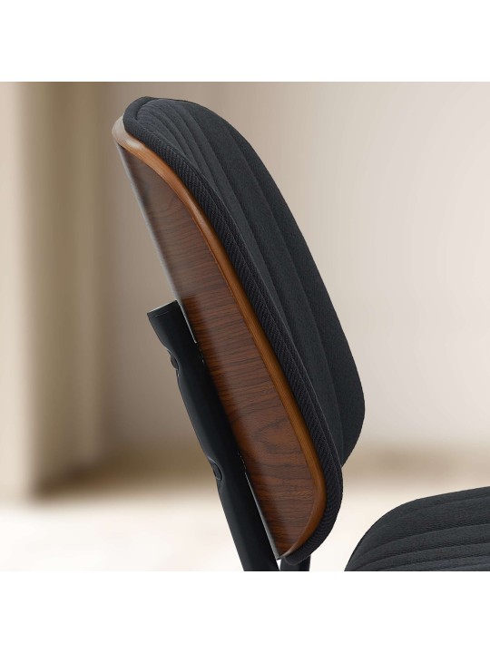 Chaise visiteur Tiffin tissu, noyer/noir