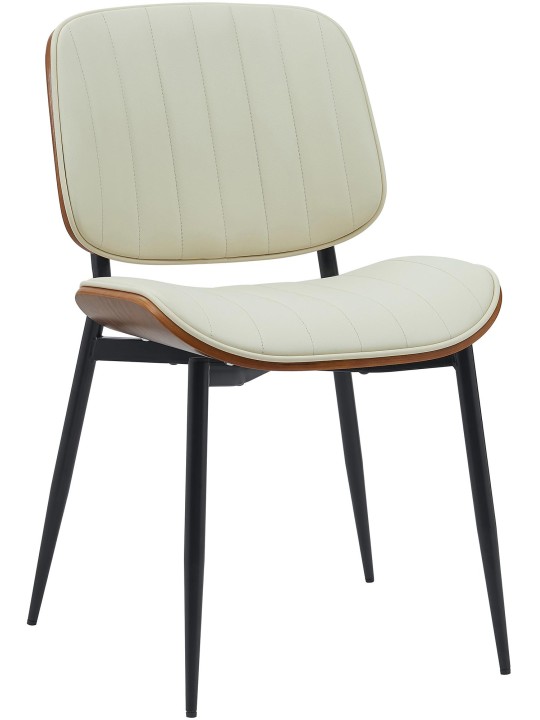 Chaise visiteur Tiffin simili cuir, noyer/crème