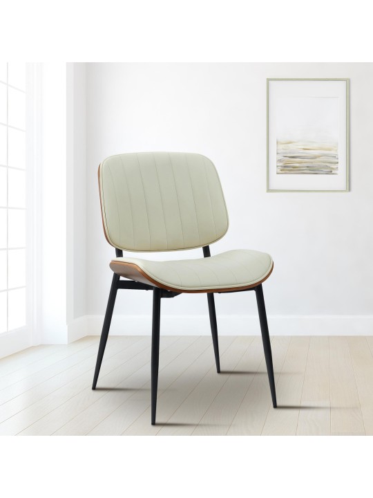 Chaise visiteur Tiffin simili cuir, noyer/crème