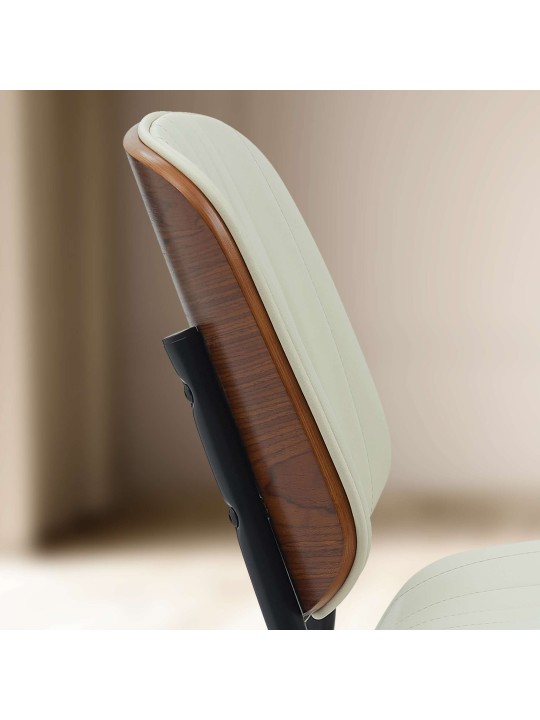 Chaise visiteur Tiffin simili cuir, noyer/crème