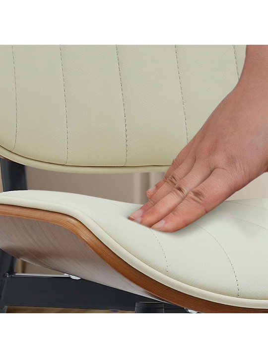 Chaise visiteur Tiffin simili cuir, noyer/crème