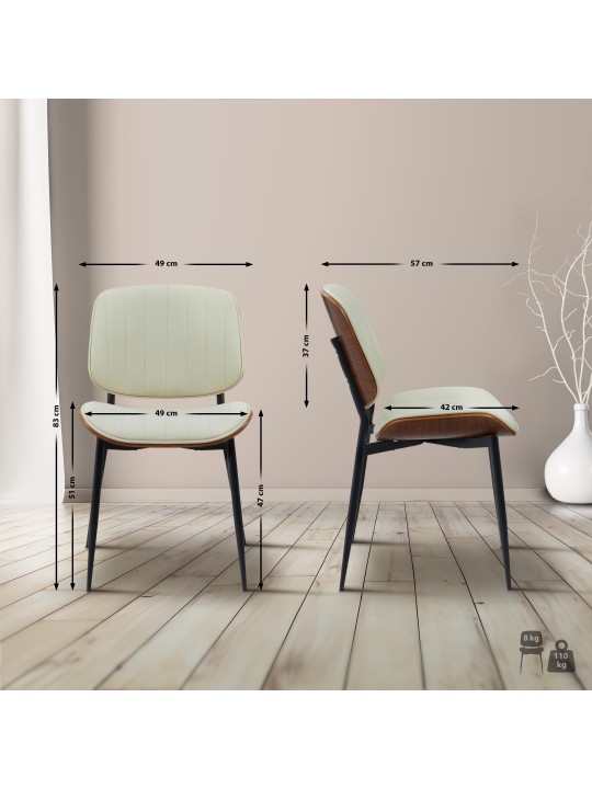 Chaise visiteur Tiffin simili cuir, noyer/crème