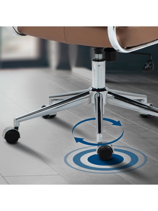 Chaise de bureau Oakland en cuir véritable, brun clair