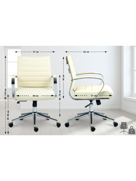 Chaise de bureau Oakland en cuir véritable, crème Chaise de bureau Oakland en cuir véritable, crème