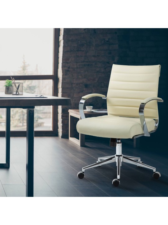Chaise de bureau Oakland en cuir véritable, crème Chaise de bureau Oakland en cuir véritable, crème