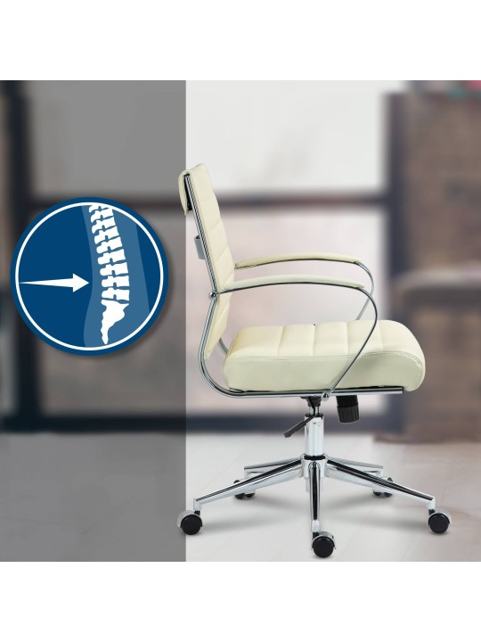 Chaise de bureau Oakland en cuir véritable, crème Chaise de bureau Oakland en cuir véritable, crème