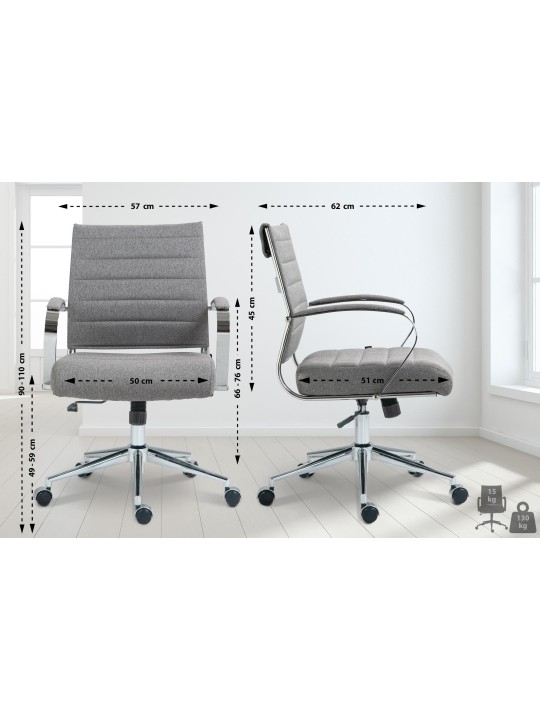 Chaise de bureau Oakland tissu, gris