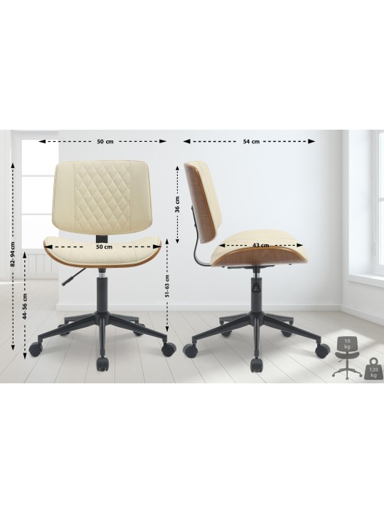 Chaise de bureau Plover simili cuir, noyer/crème