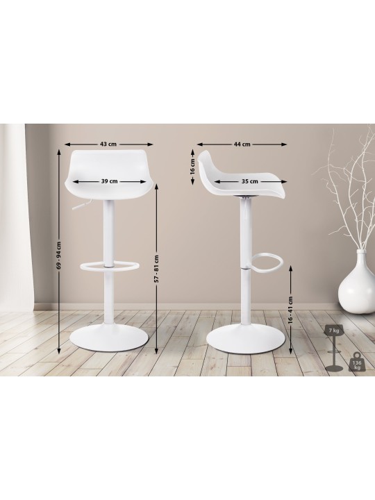 Tabouret de bar Aveiro, blanc