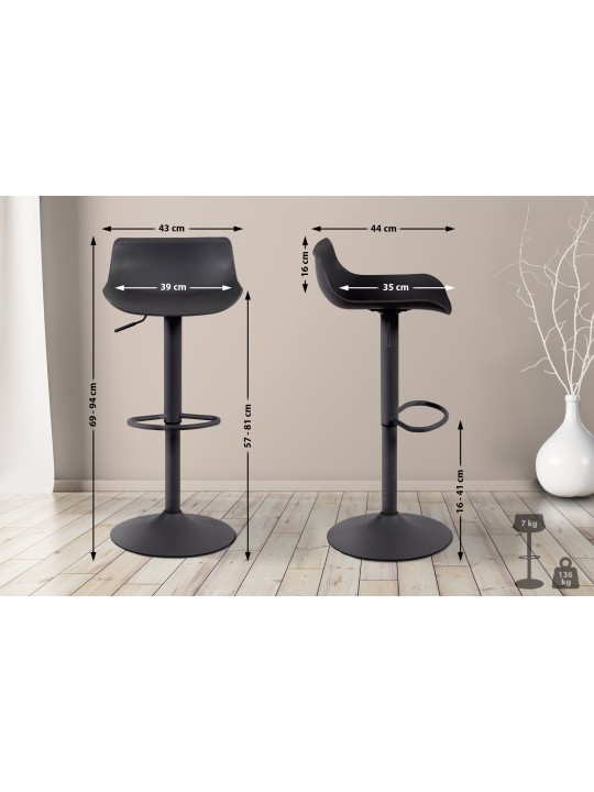 Tabouret de bar Aveiro, noir