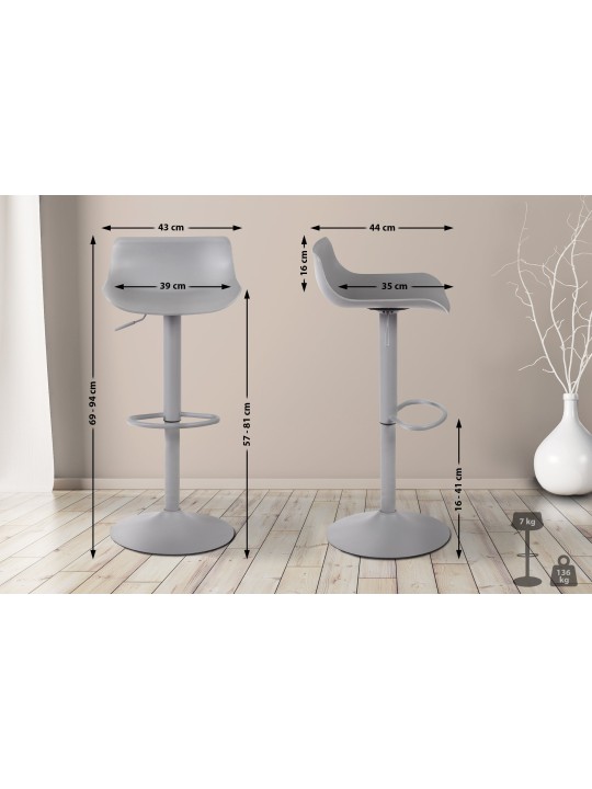 Tabouret de bar Aveiro, gris