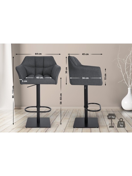 Tabouret de bar Damaso B feutre, gris