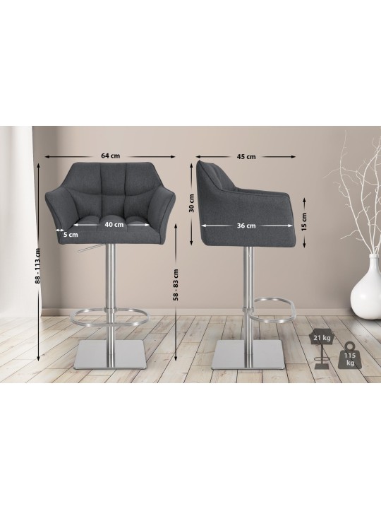 Tabouret de bar Damaso E feutre, gris