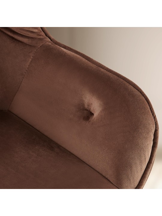 Chaise visiteur Cassis velours, brun