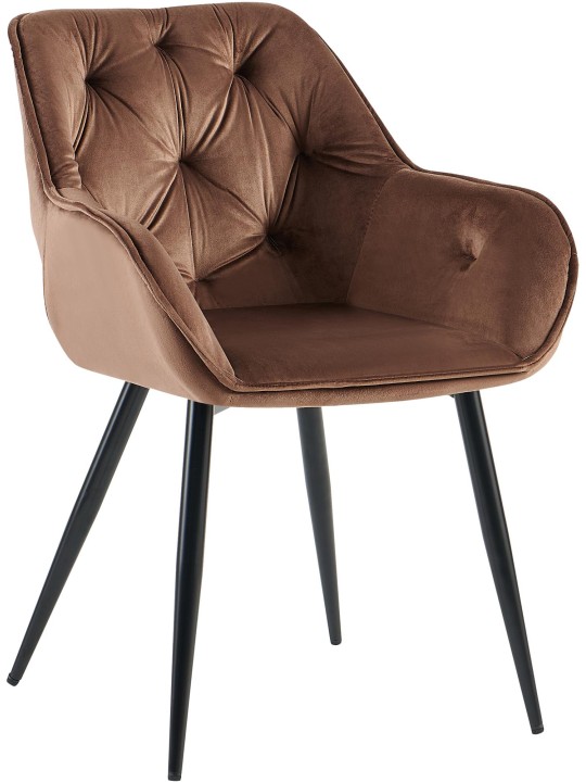 Chaise visiteur Cassis velours, brun