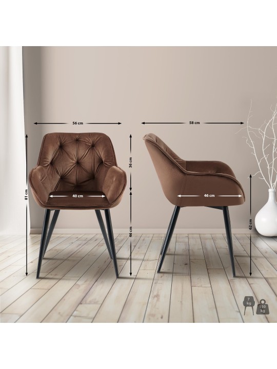 Chaise visiteur Cassis velours, brun